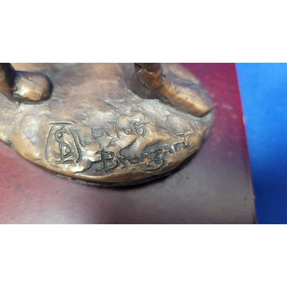 Vintage‎ Bronzeart Signed Bronze Father & Son Piggy Back Ride Statue! 3 - Picture 12 of 14